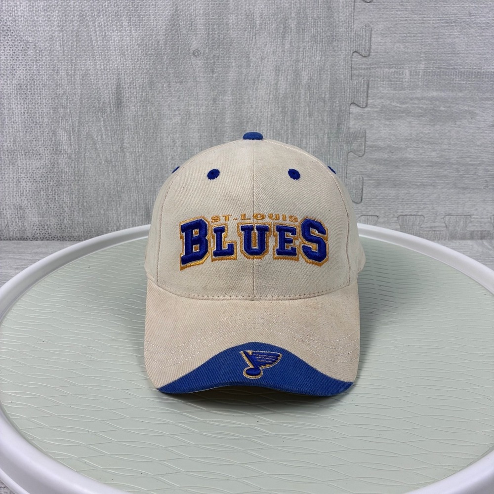 Vintage Y2K St. Louis Blues Hat Cap Strap Back Baby Blue Yellow NHL Ice Hockey‎